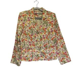 JM Collection Linen Blazer Women's Size 10P Floral